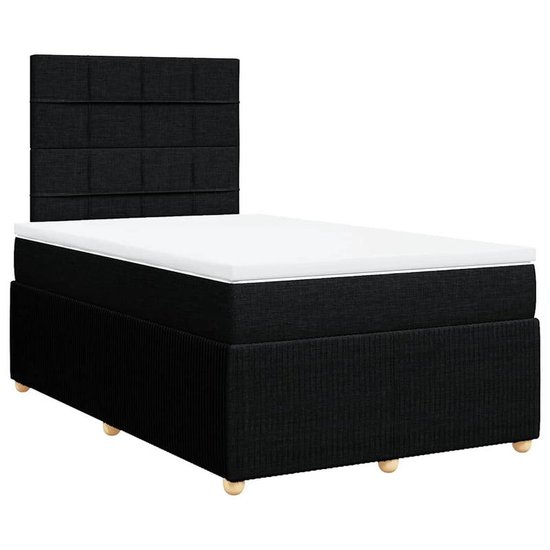 Pat box spring cu saltea, negru, 120x200 cm, textil