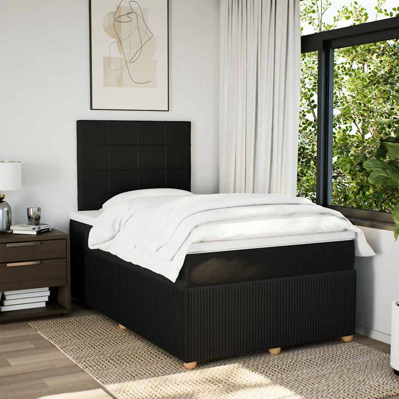 Pat box spring cu saltea, negru, 120x200 cm, textil