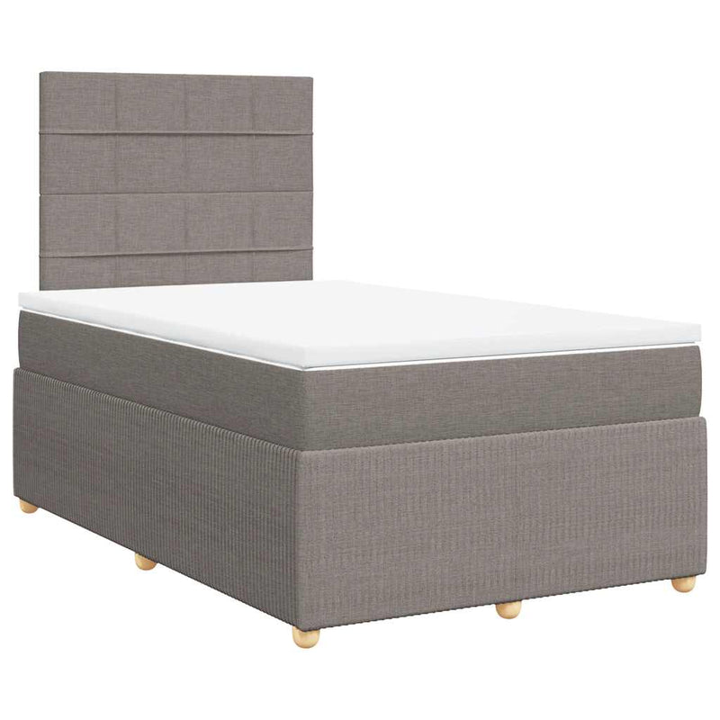 Pat box spring cu saltea, gri taupe, 120x200 cm, textil