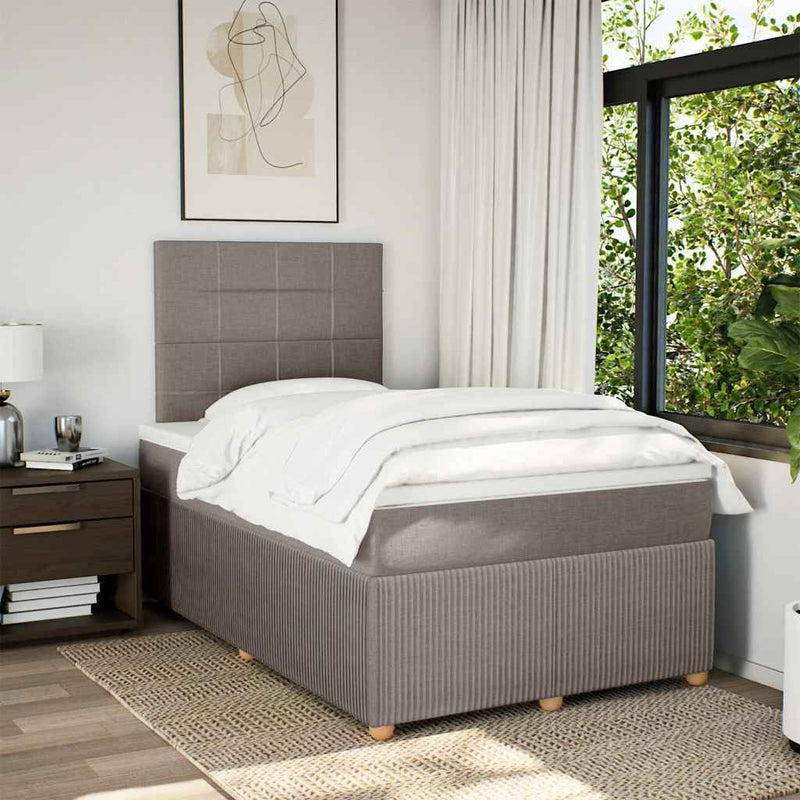 Pat box spring cu saltea, gri taupe, 120x200 cm, textil
