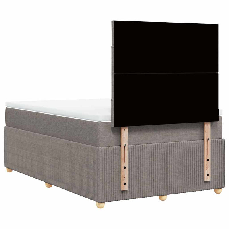 Pat box spring cu saltea, gri taupe, 120x200 cm, textil