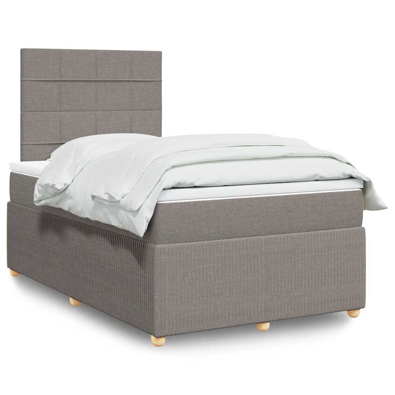 Pat box spring cu saltea, gri taupe, 120x200 cm, textil