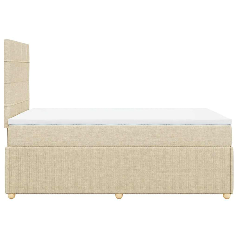 Pat box spring cu saltea, crem, 120x200 cm, textil