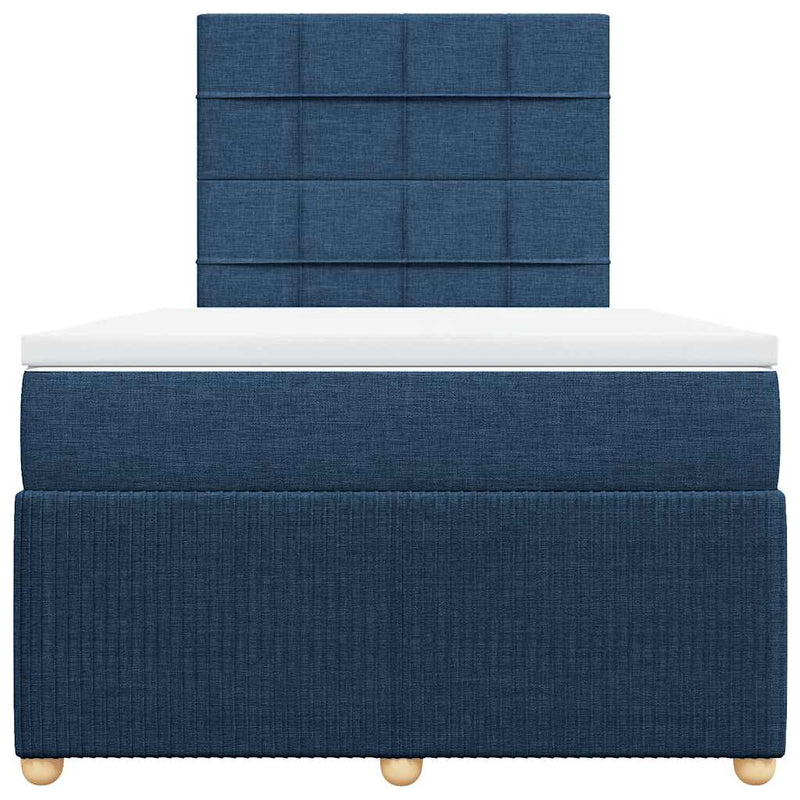 Pat box spring cu saltea, albastru, 120x200 cm, textil