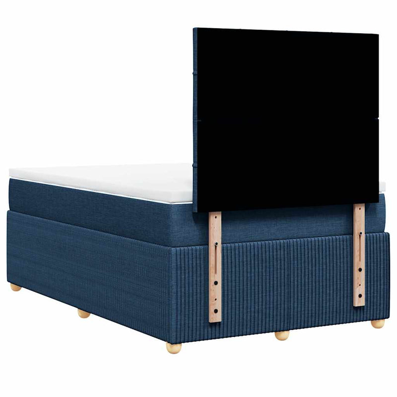 Pat box spring cu saltea, albastru, 120x200 cm, textil