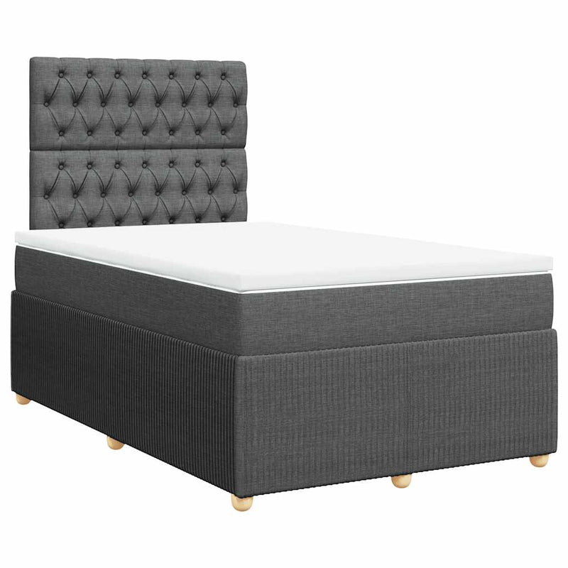 Pat box spring cu saltea, gri închis, 120x200 cm, textil