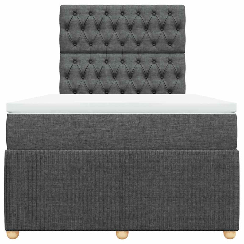 Pat box spring cu saltea, gri închis, 120x200 cm, textil