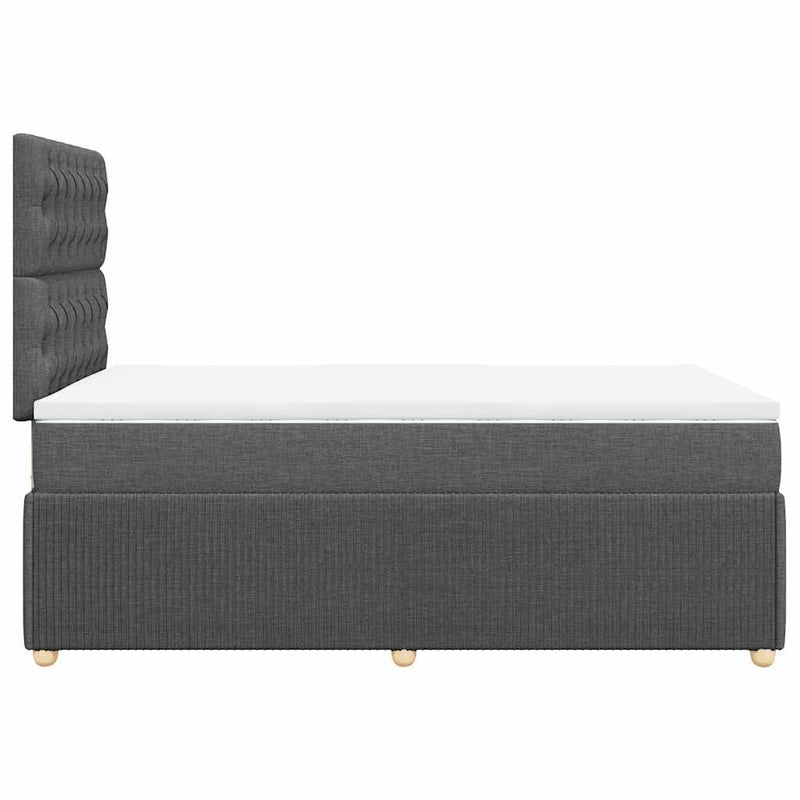 Pat box spring cu saltea, gri închis, 120x200 cm, textil