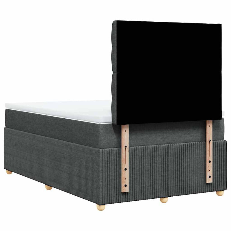 Pat box spring cu saltea, gri închis, 120x200 cm, textil