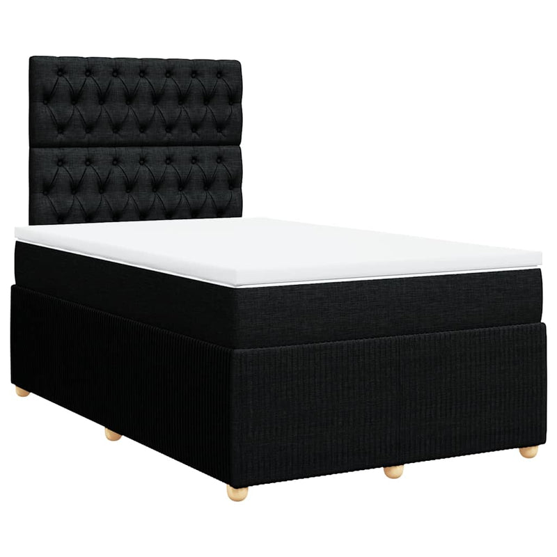 Pat box spring cu saltea, negru, 120x200 cm, textil
