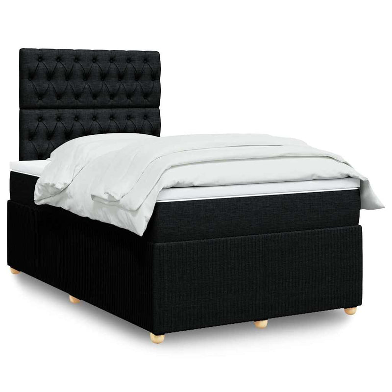 Pat box spring cu saltea, negru, 120x200 cm, textil