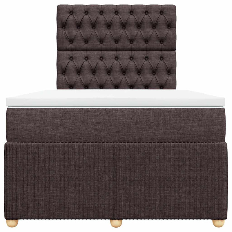 Pat box spring cu saltea, maro închis, 120x200 cm, textil