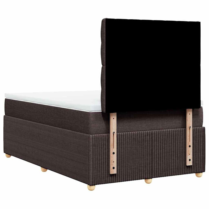 Pat box spring cu saltea, maro închis, 120x200 cm, textil