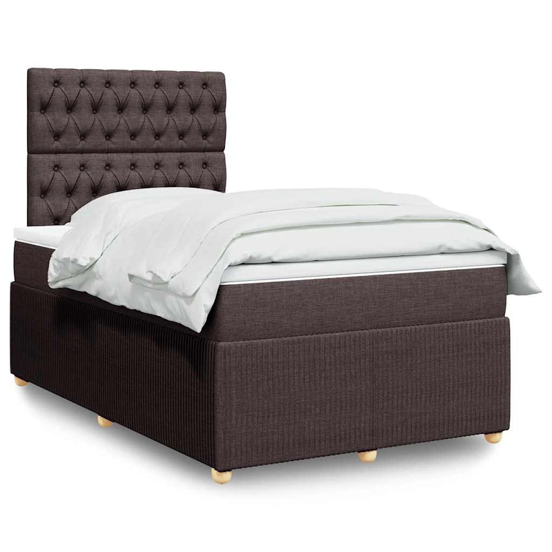 Pat box spring cu saltea, maro închis, 120x200 cm, textil