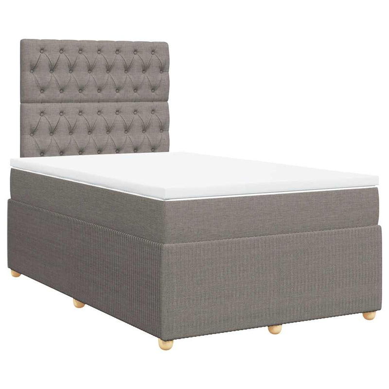 Pat box spring cu saltea, gri taupe, 120x200 cm, textil