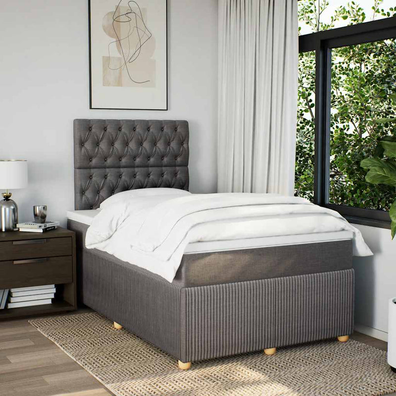 Pat box spring cu saltea, gri taupe, 120x200 cm, textil