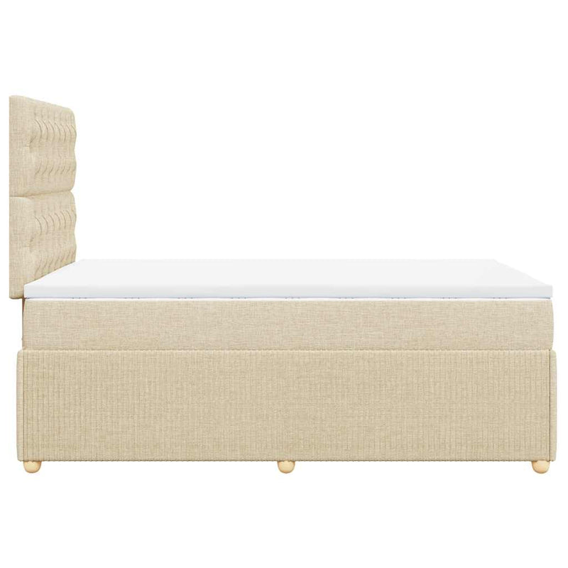 Pat box spring cu saltea, crem, 120x200 cm, textil