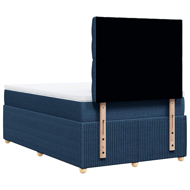 Pat box spring cu saltea, albastru, 120x200 cm, textil