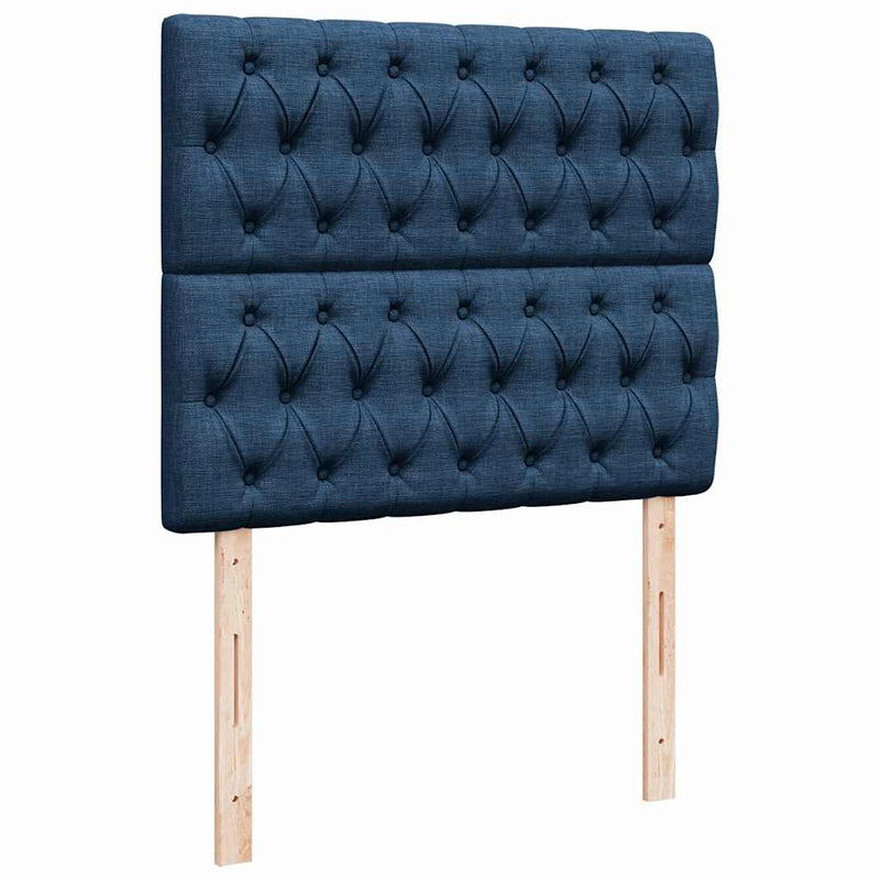 Pat box spring cu saltea, albastru, 120x200 cm, textil
