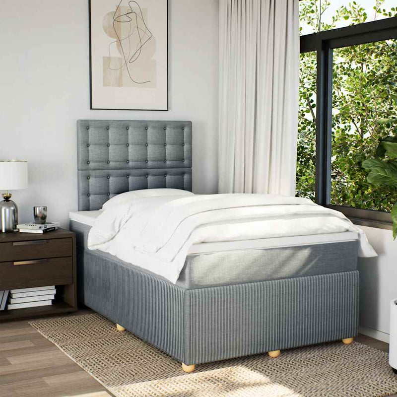 Pat continental cu saltea, gri deschis, 120x200 cm, textil