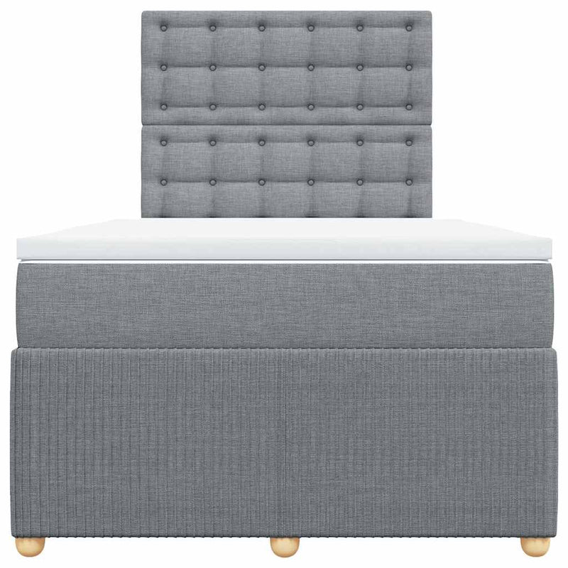 Pat continental cu saltea, gri deschis, 120x200 cm, textil