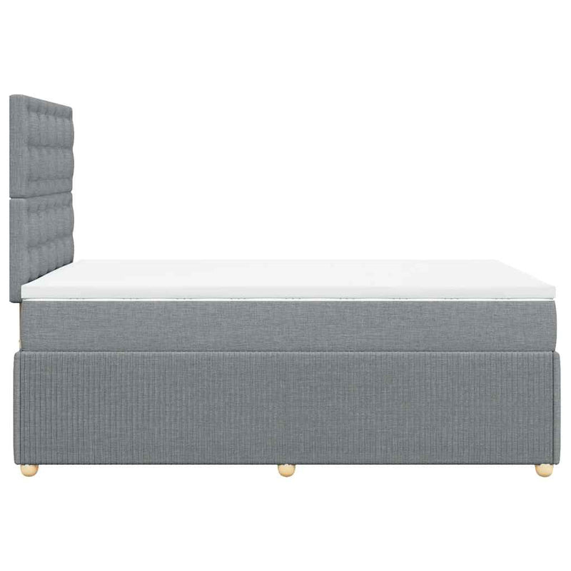 Pat continental cu saltea, gri deschis, 120x200 cm, textil