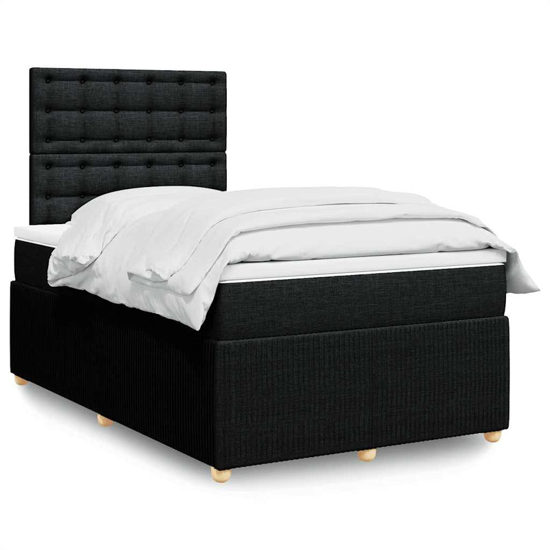 Pat box spring cu saltea, negru, 120x200 cm, textil