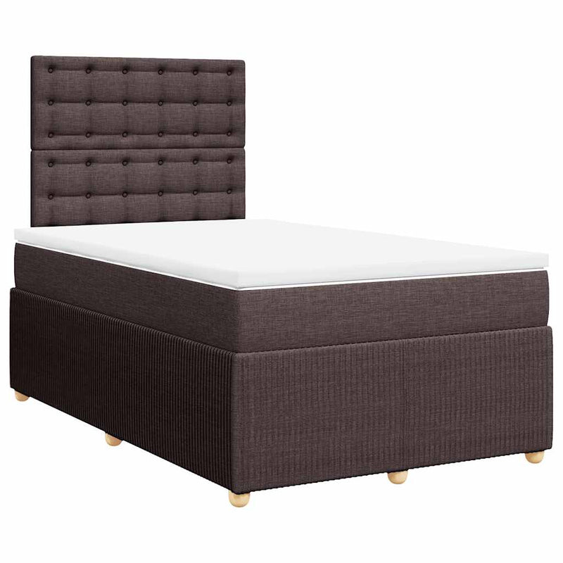 Pat box spring cu saltea, maro închis, 120x200 cm, textil