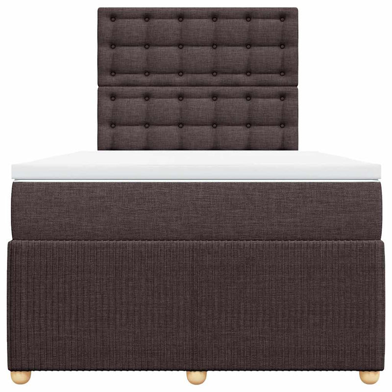 Pat box spring cu saltea, maro închis, 120x200 cm, textil