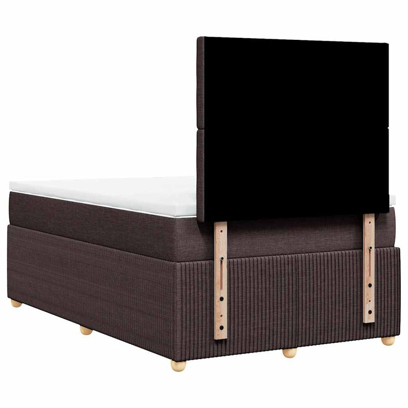 Pat box spring cu saltea, maro închis, 120x200 cm, textil