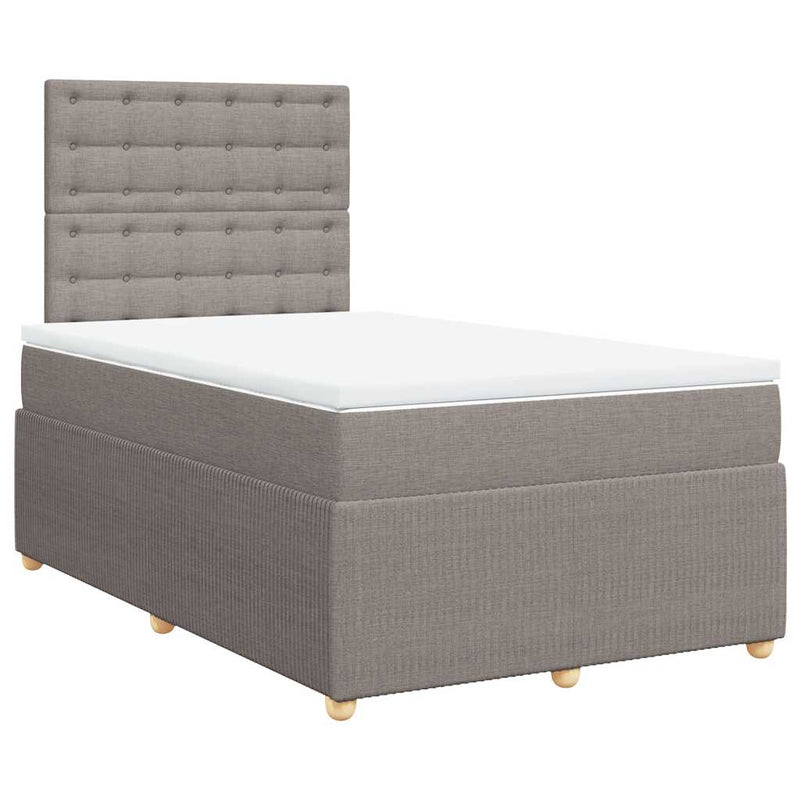 Pat box spring cu saltea, gri taupe, 120x200 cm, textil