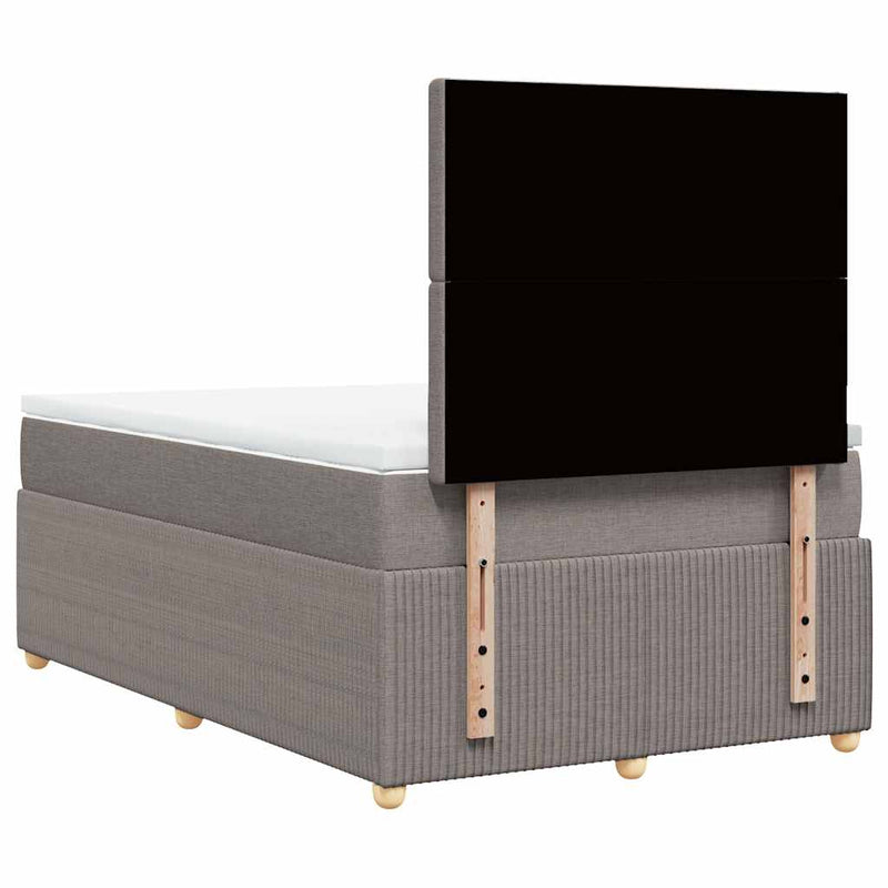 Pat box spring cu saltea, gri taupe, 120x200 cm, textil