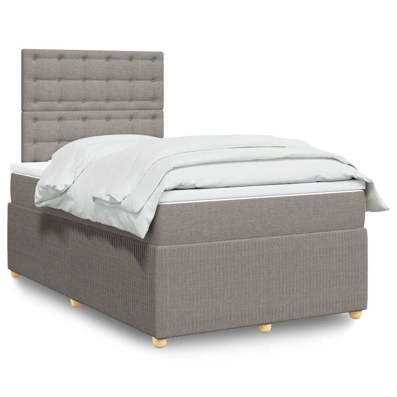 Pat box spring cu saltea, gri taupe, 120x200 cm, textil