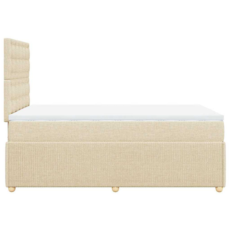 Pat box spring cu saltea, crem, 120x200 cm, textil