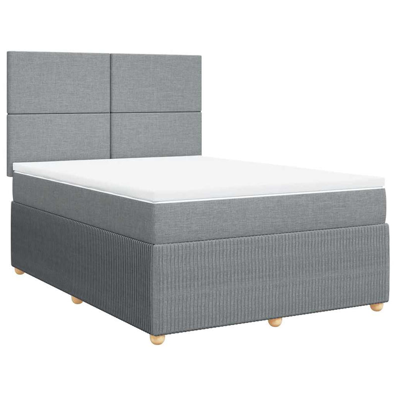 Pat box spring cu saltea, gri deschis, 140x190 cm, textil