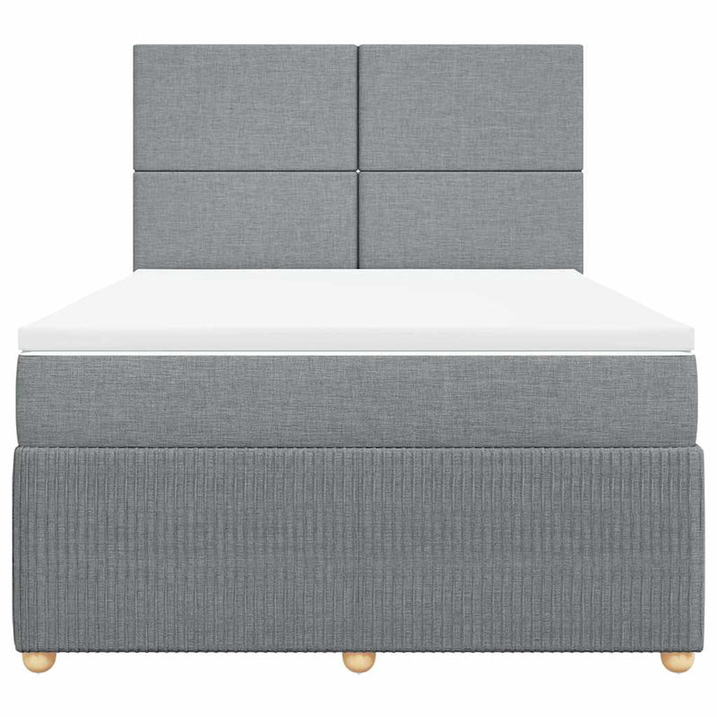 Pat box spring cu saltea, gri deschis, 140x190 cm, textil