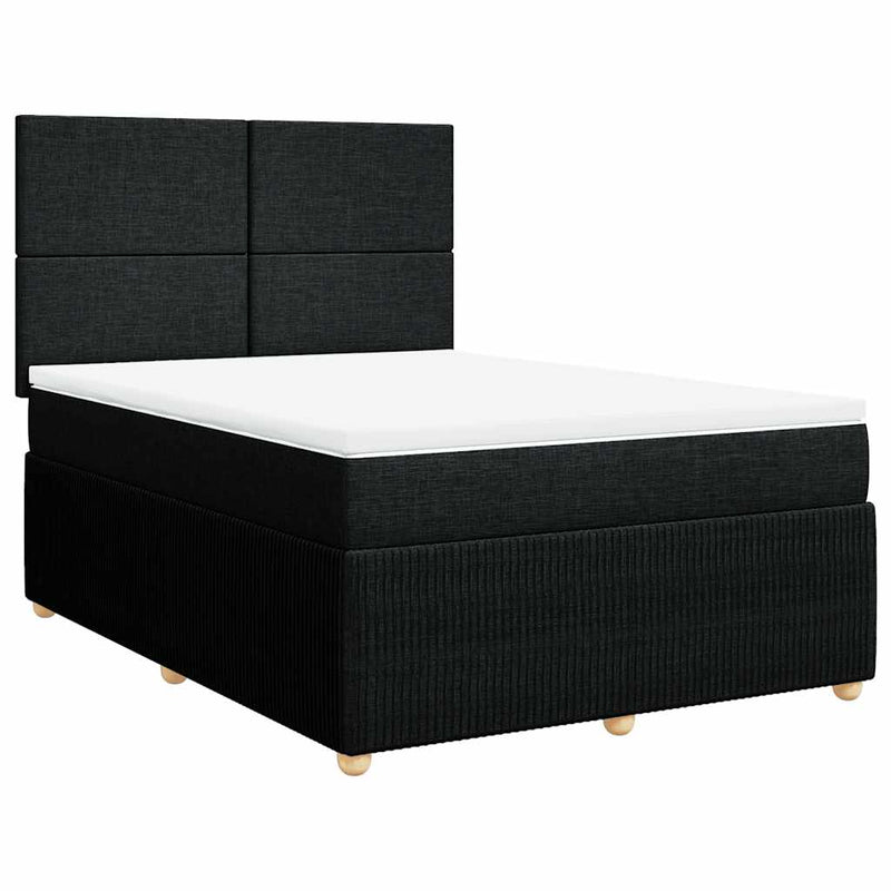 Pat box spring cu saltea, negru, 140x190 cm, textil