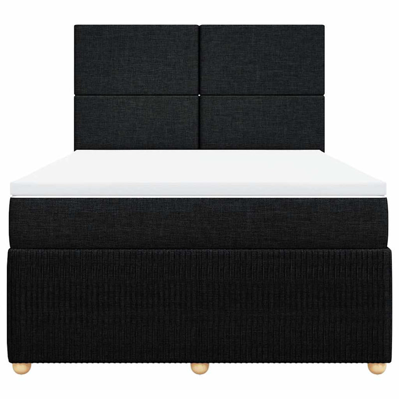 Pat box spring cu saltea, negru, 140x190 cm, textil
