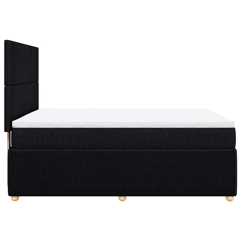 Pat box spring cu saltea, negru, 140x190 cm, textil