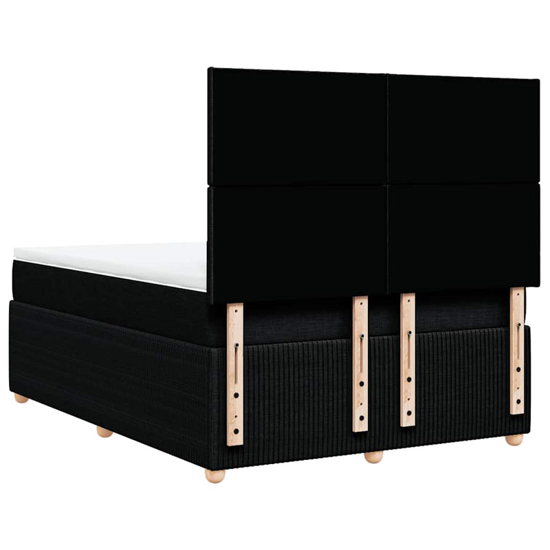 Pat box spring cu saltea, negru, 140x190 cm, textil