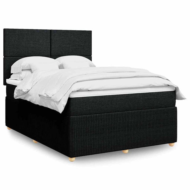 Pat box spring cu saltea, negru, 140x190 cm, textil