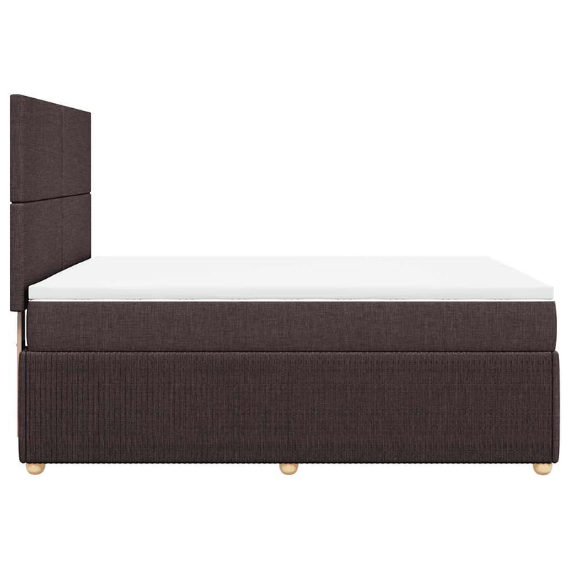 Pat box spring cu saltea, maro închis, 140x200 cm, textil