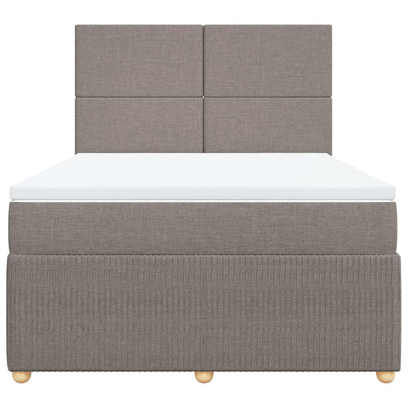 Pat box spring cu saltea, gri taupe, 140x200 cm, textil