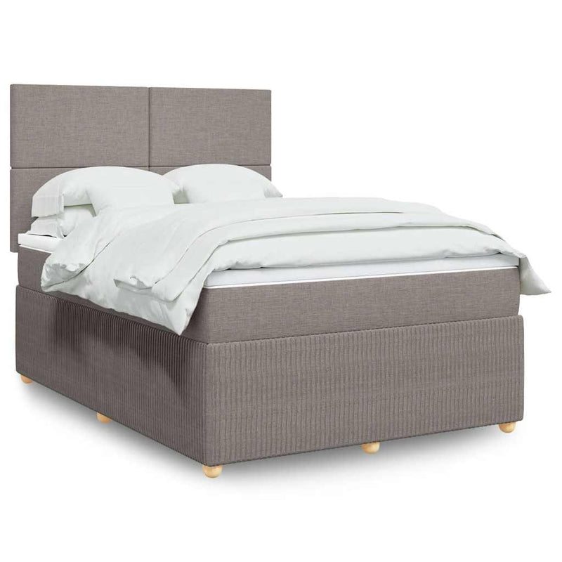 Pat box spring cu saltea, gri taupe, 140x200 cm, textil