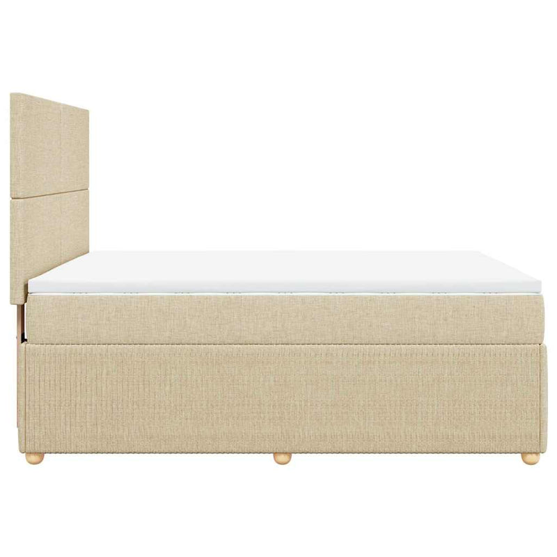 Pat box spring cu saltea, crem, 140x200 cm, textil