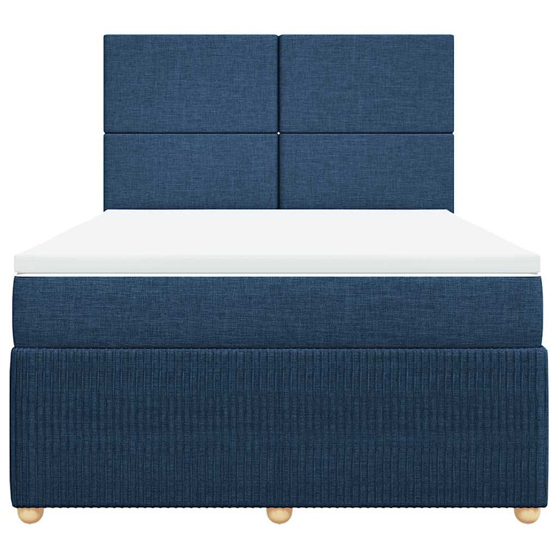 Pat box spring cu saltea, albastru, 140x200 cm, textil