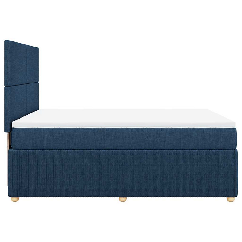 Pat box spring cu saltea, albastru, 140x200 cm, textil