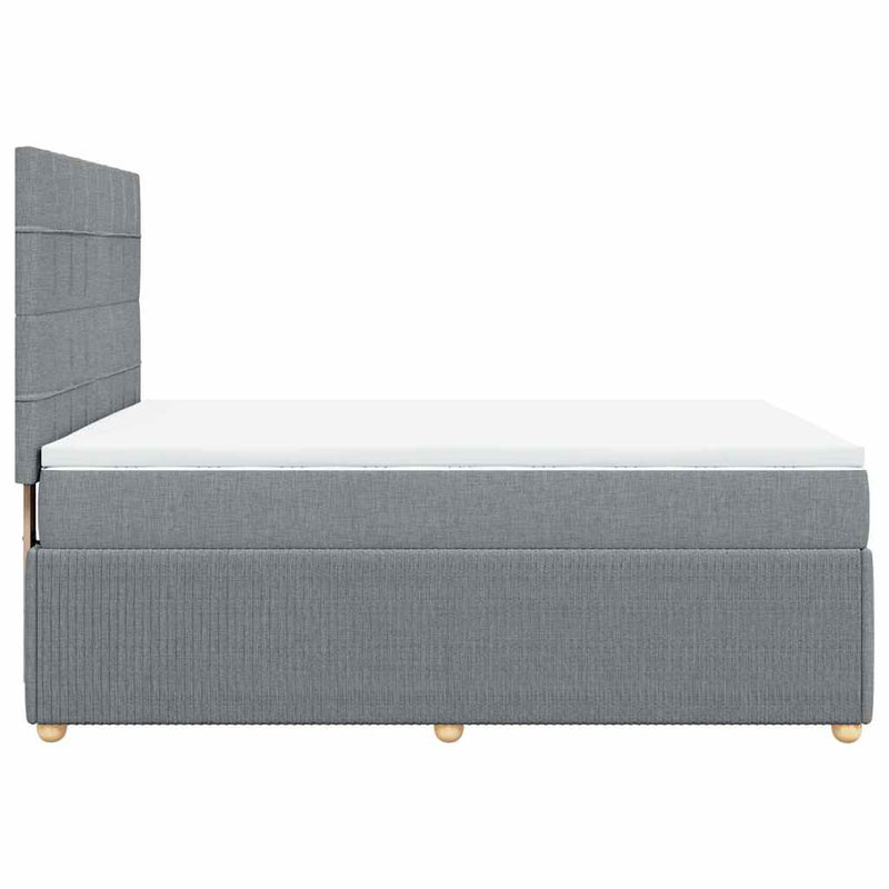 Pat box spring cu saltea, gri deschis, 140x190 cm, textil