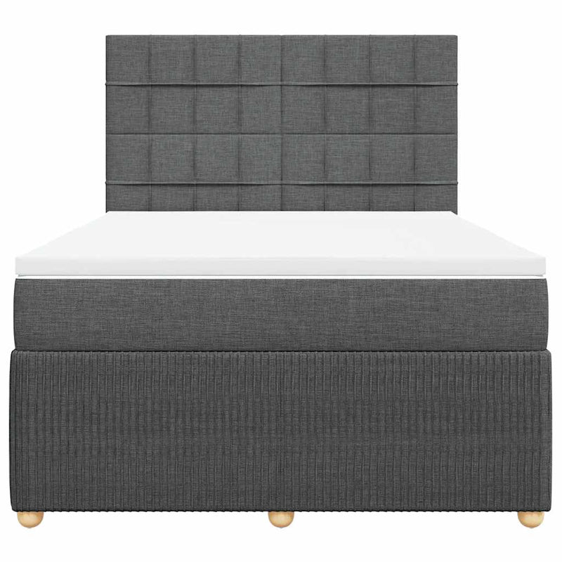 Pat box spring cu saltea, gri închis, 140x190 cm, textil