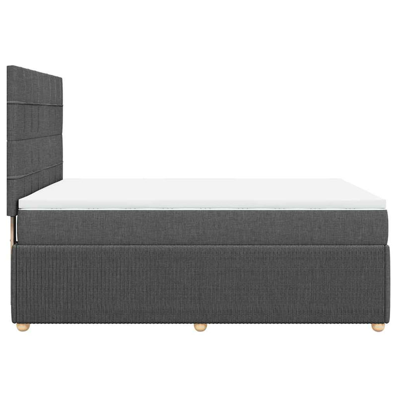 Pat box spring cu saltea, gri închis, 140x190 cm, textil